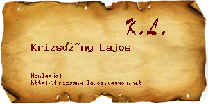 Krizsány Lajos névjegykártya